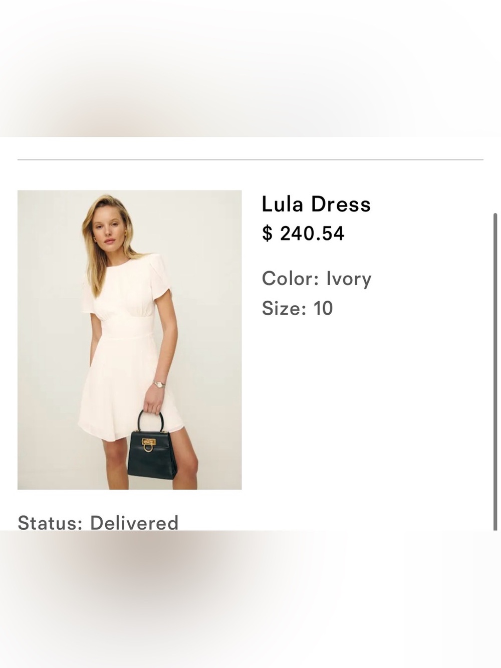 Reformation Lula Dress Ivory - Size 10